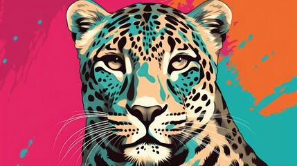 Pop art animal illustration in colorful and vibrant hues
