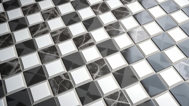 Diamond Mosaic Squares in Precise Gray