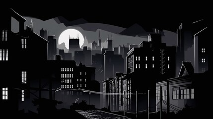Urban Noir: A Monochromatic Illustration