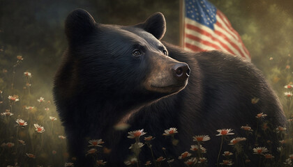 american flag and bear generative art