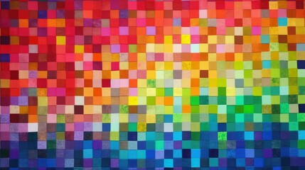 Fototapeta premium Rainbow Check Multicolor Squares Bright wallpaper