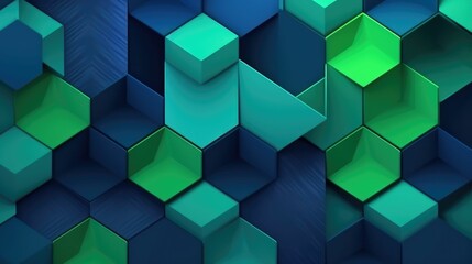 Geometric pattern of blue and green hexagons