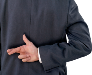 Fingers crossed behing a businessman's back