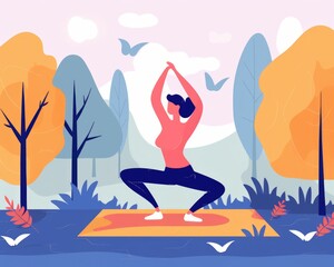 Illustration of a woman doing yoga for a landing page