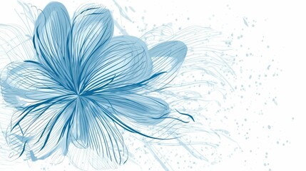 Fototapeta na wymiar Simple abstract flower sketch in blue