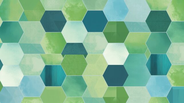 Cool blue and refreshing green geometric pattern wallpaper