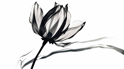 Bold mono weight sketch of a minimalist flower - obrazy, fototapety, plakaty