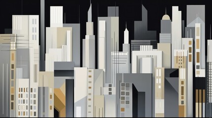Modern abstract cityscape with straight edges