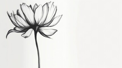 Minimalist monochrome flower sketch