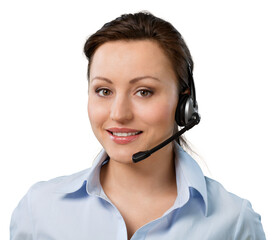 Call center operator business woman, Isolated