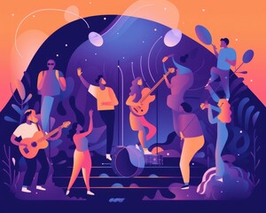 Illustration of people enjoying a group activity