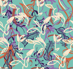 abstract brushed and doodle pattern, decorative background for textile, decor, web and stationery