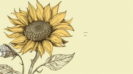 Simple floral sketch with a yellow sun
