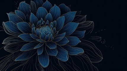 Bold dark blue flower sketch