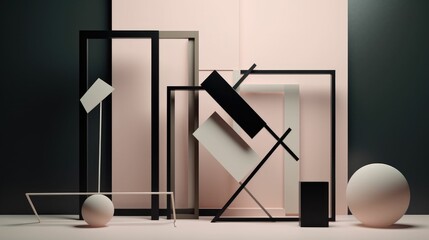 Naklejka premium Deconstructed geometric shapes in minimalistic style