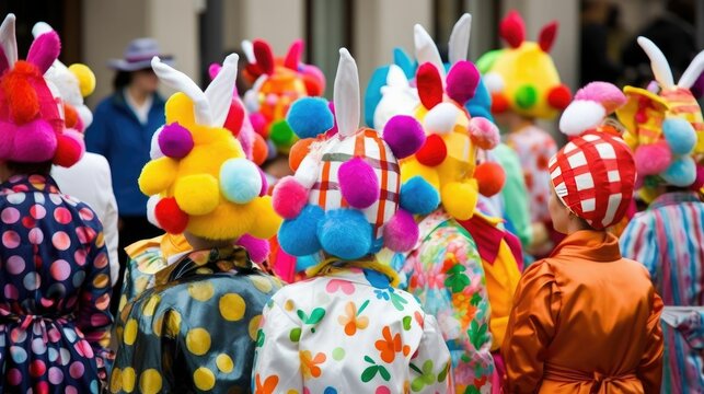 Festive Easter parade with colorful costumes