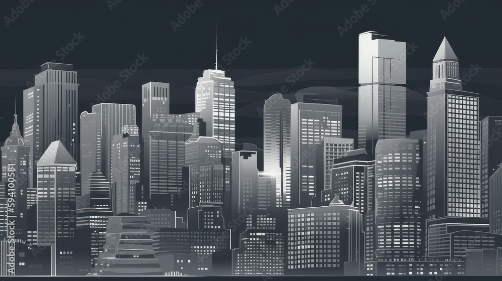 Wall mural a monochromatic illustration of the city