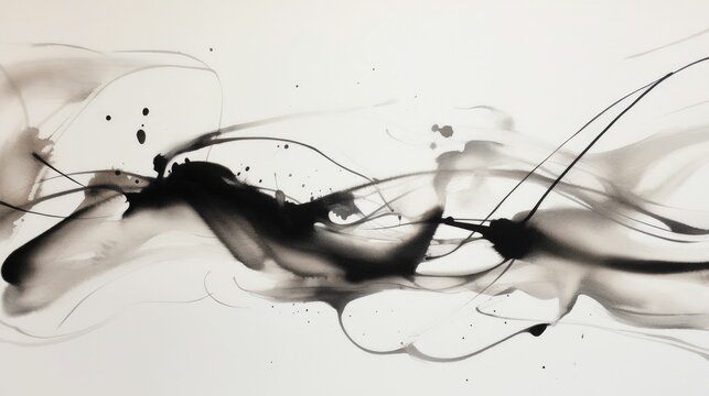 Minimalist ink wash painting with simple lines