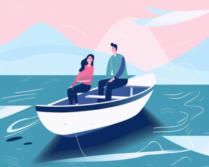 Illustration of a couple enjoying a day outdoors