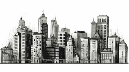 Elegant monochromatic cityscape illustration