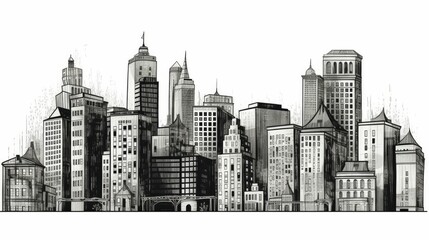 Obraz premium Elegant monochromatic cityscape illustration