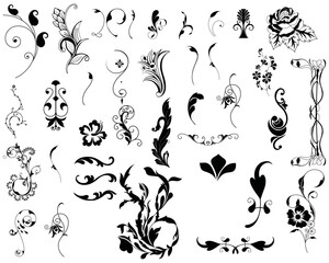vintage ornaments vector set, icon, symbol, logo, clipart, isolated. vector illustration. vector illustration isolated on white background.