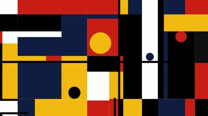 Bauhaus-inspired symmetrical forms in primary colors