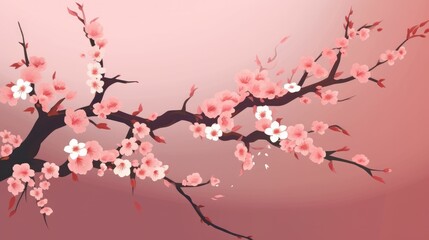 Fototapeta premium Cherry blossom design with elegant shapes and pink hues