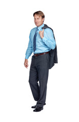 Businessman, portrait and standing in success of corporate CEO isolated on a transparent png background. Mature executive man, smile or confidence in management, professional business or entrepreneur