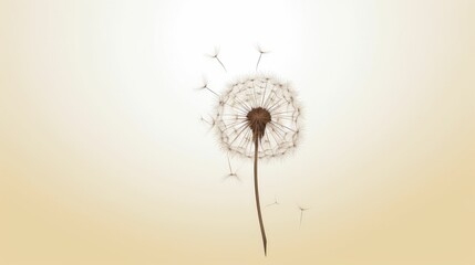 Minimalist drawing of single dandelion seed head