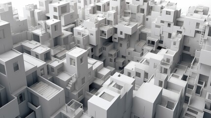 Clustered buildings with large grey squares