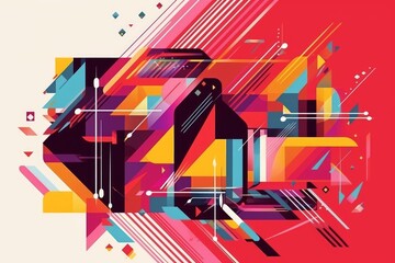 Vibrant Geometric Patterns in Abstract Background, Generative AI