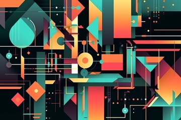 Vibrant Geometric Patterns in Abstract Background, Generative AI