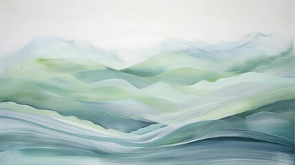 Soothing Waves Soft Pastel Blues and Green Wallpaper