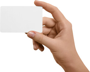 Obraz premium female hand holding a businesscard