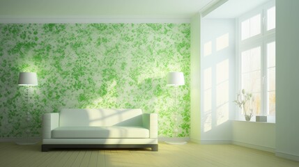 Fototapeta premium Brightly illuminated wallpaper for spring cleaning