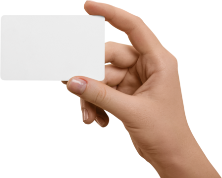 female hand holding a businesscard