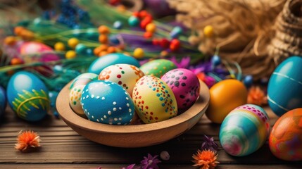 Fototapeta premium Festive Easter Decor wallpaper full of life and color