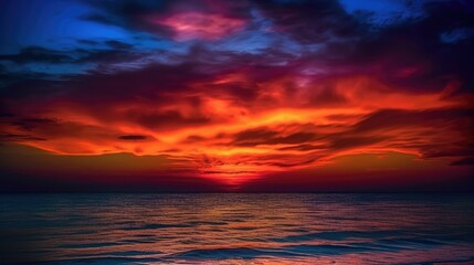 Naklejka na ściany i meble Vibrant sunset with intense colors