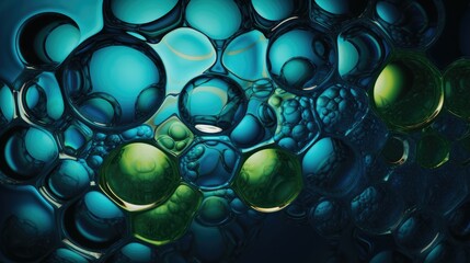 Abstract interlocking blue and green shapes