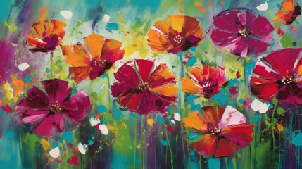 Colorful abstract flowers with galaxy background