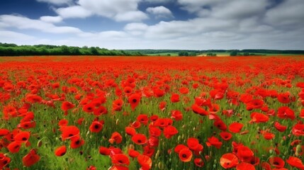 Bold and dramatic fields of red poppies