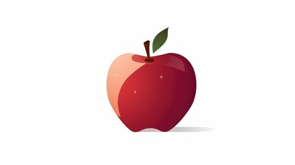 Minimalistic illustration of a red apple on white background