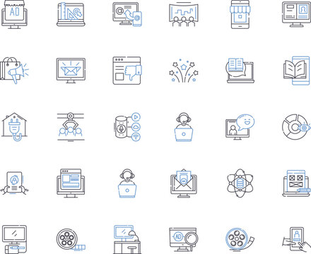 Information systems line icons collection. Database, Nerking, E-commerce, Analytics, Security, Integration, Technology vector and linear illustration. Automation,Communication,Infrastructure outline