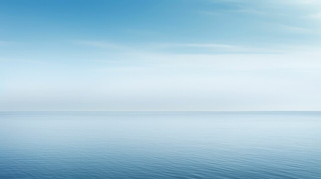 Minimalist ocean horizon in serene blue tones