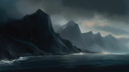 Dark and stormy mountain range