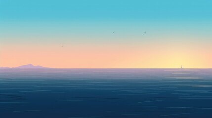 Obraz premium Simple line drawing of an ocean scene