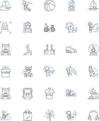 Exercise line icons collection. Endurance, Cardio, Strength, Flexibility, Agility, Resistance, Posture vector and linear illustration. Balance,Wellness,Intensity outline signs set