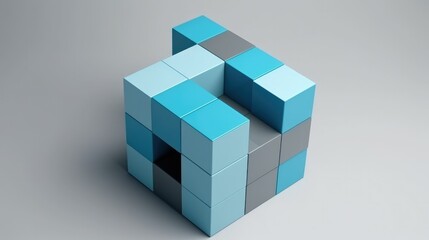 Obraz premium Cubic Geometry Square with Blue and Green Shapes