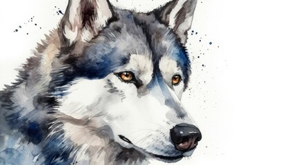 Watercolor Sketch of a Siberian Husky Dog (AI generated)